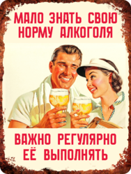 Табличка «Мало знать свою норму алкоголя. Важно регулярно ее выполнять»